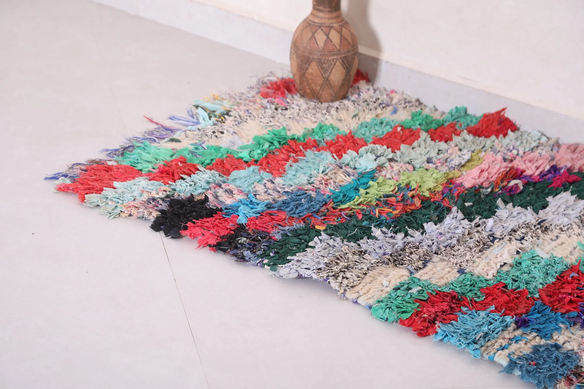 Handwoven Boucherouite Rug – 2.3 x 5.2 ft