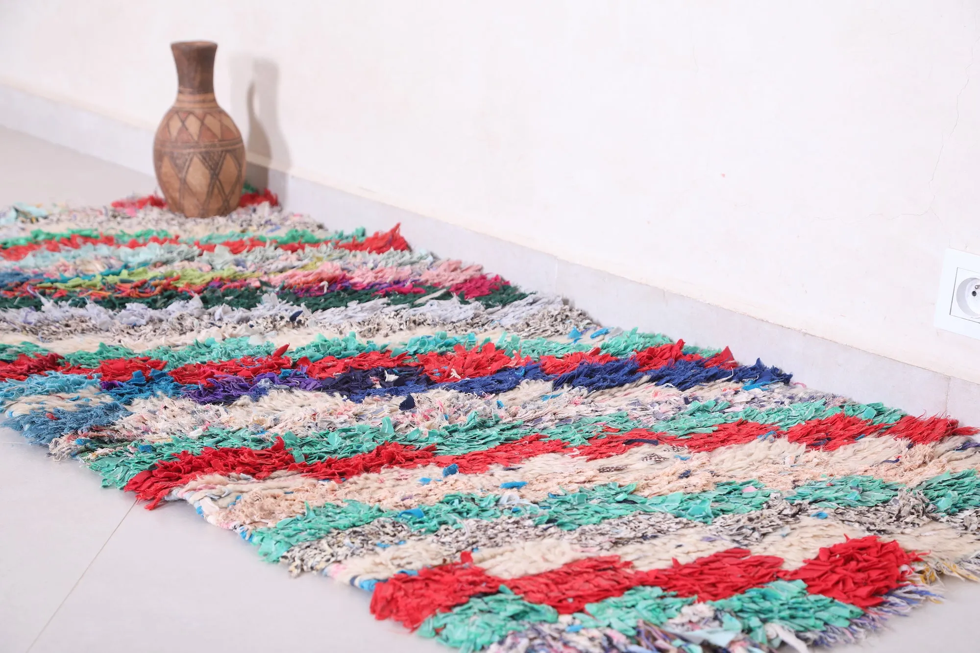 Handwoven Boucherouite Rug – 2.3 x 5.2 ft