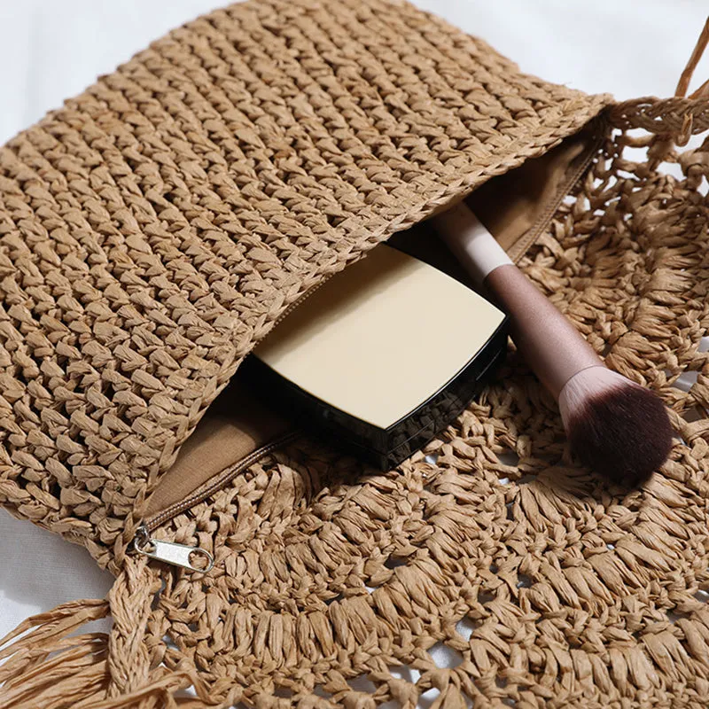 Handwoven Tassel Straw Crossbody Bag