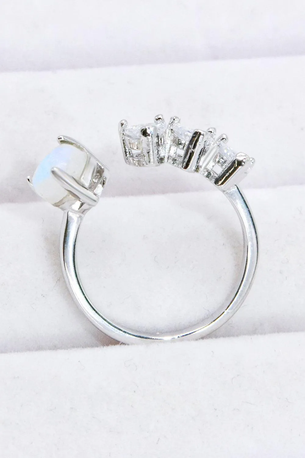 Hazel Blues® | Natural Moonstone and Zircon Heart Open Ring