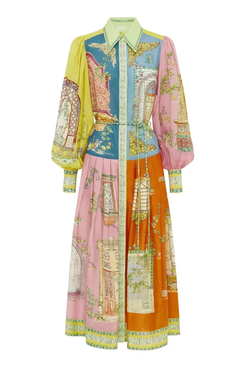 HBZ1068 Patchwork Print Maxi Dress