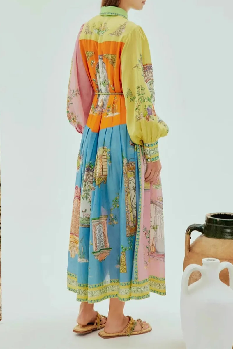 HBZ1068 Patchwork Print Maxi Dress