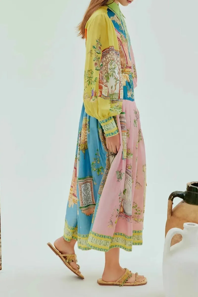HBZ1068 Patchwork Print Maxi Dress
