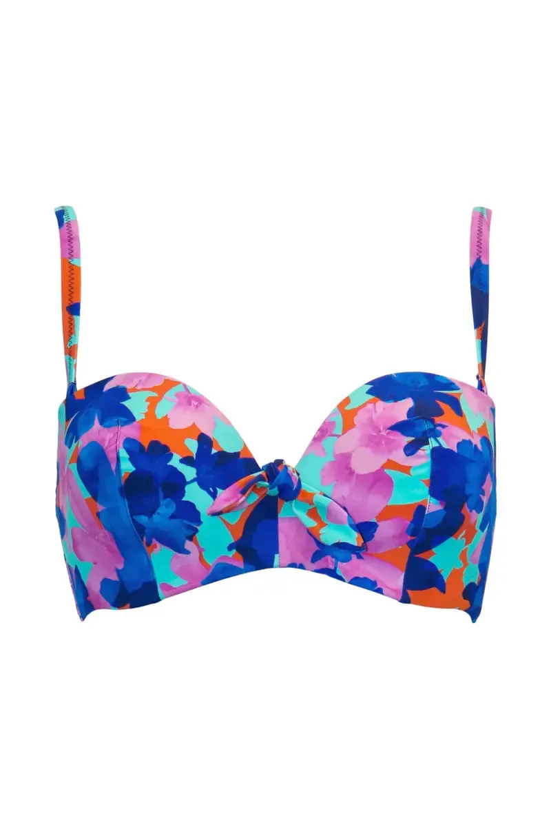 Heatwave Strapless Lightly Padded Top In Aqua Floral - Pour Moi
