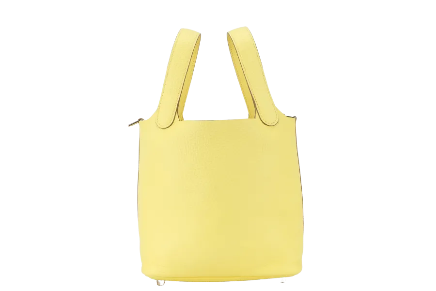 HERMES PICOTIN 18 STAMP B (YEAR 2023) LIME CLEMENCE LEATHER PALLADIUM HARDWARE WITH LOCK&KEYS , DUST COVER AND BOX