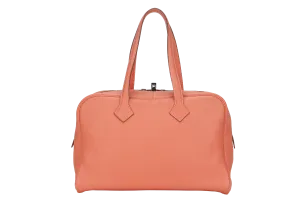 HERMES VICTORIA II 35 (STAMP Q) CREVETTE COLOR CLEMENCE LEATHER SILVER HARDWARE WITH KEYS&LOCK& DUST COVER