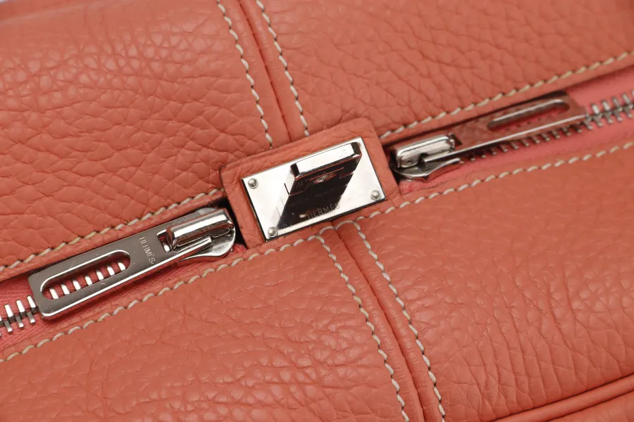 HERMES VICTORIA II 35 (STAMP Q) CREVETTE COLOR CLEMENCE LEATHER SILVER HARDWARE WITH KEYS&LOCK& DUST COVER