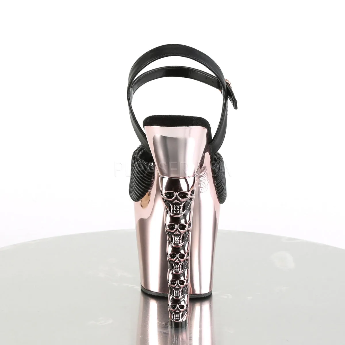 HEX-709  Black Quilted Faux Leather/Rose Gold Chrome
