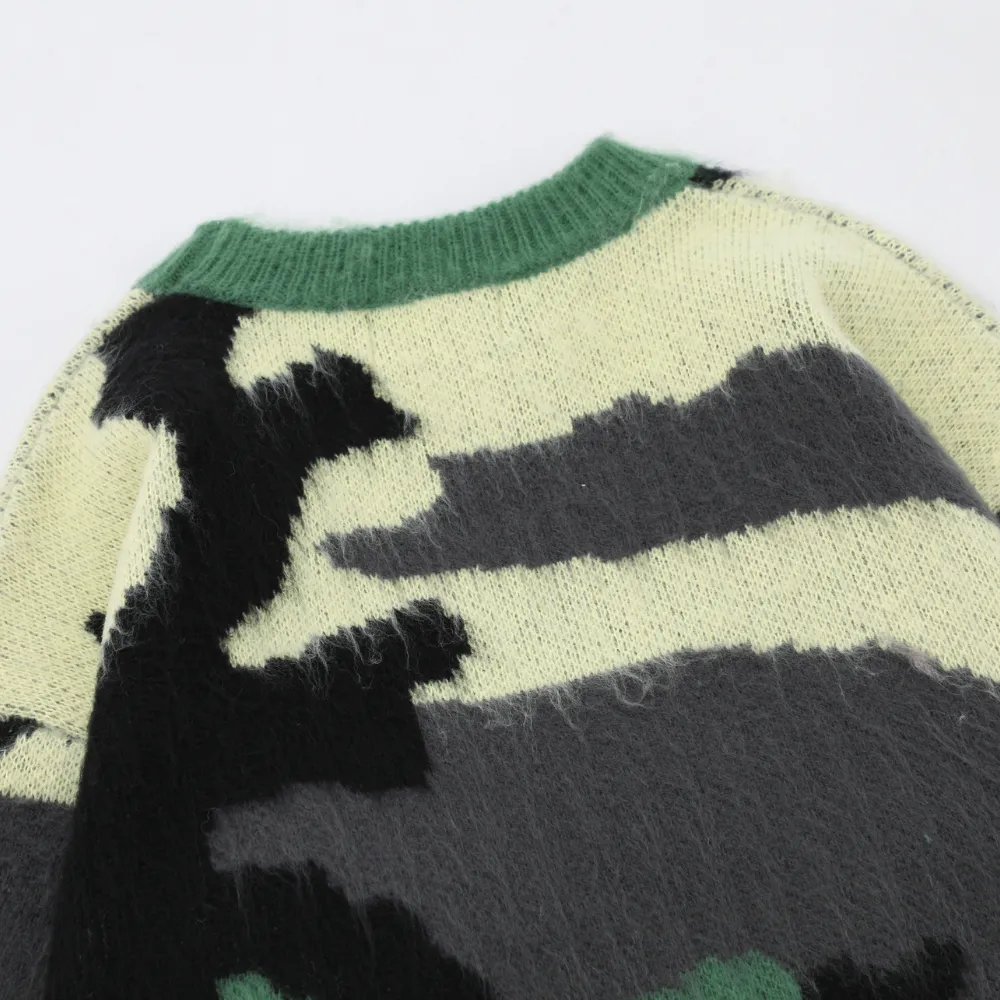 High Street Contrast Color Camouflage Sweater