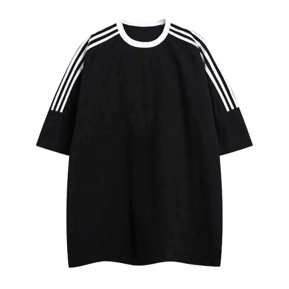 High Street Solid Color Shoulder line pure cotton T-shirt