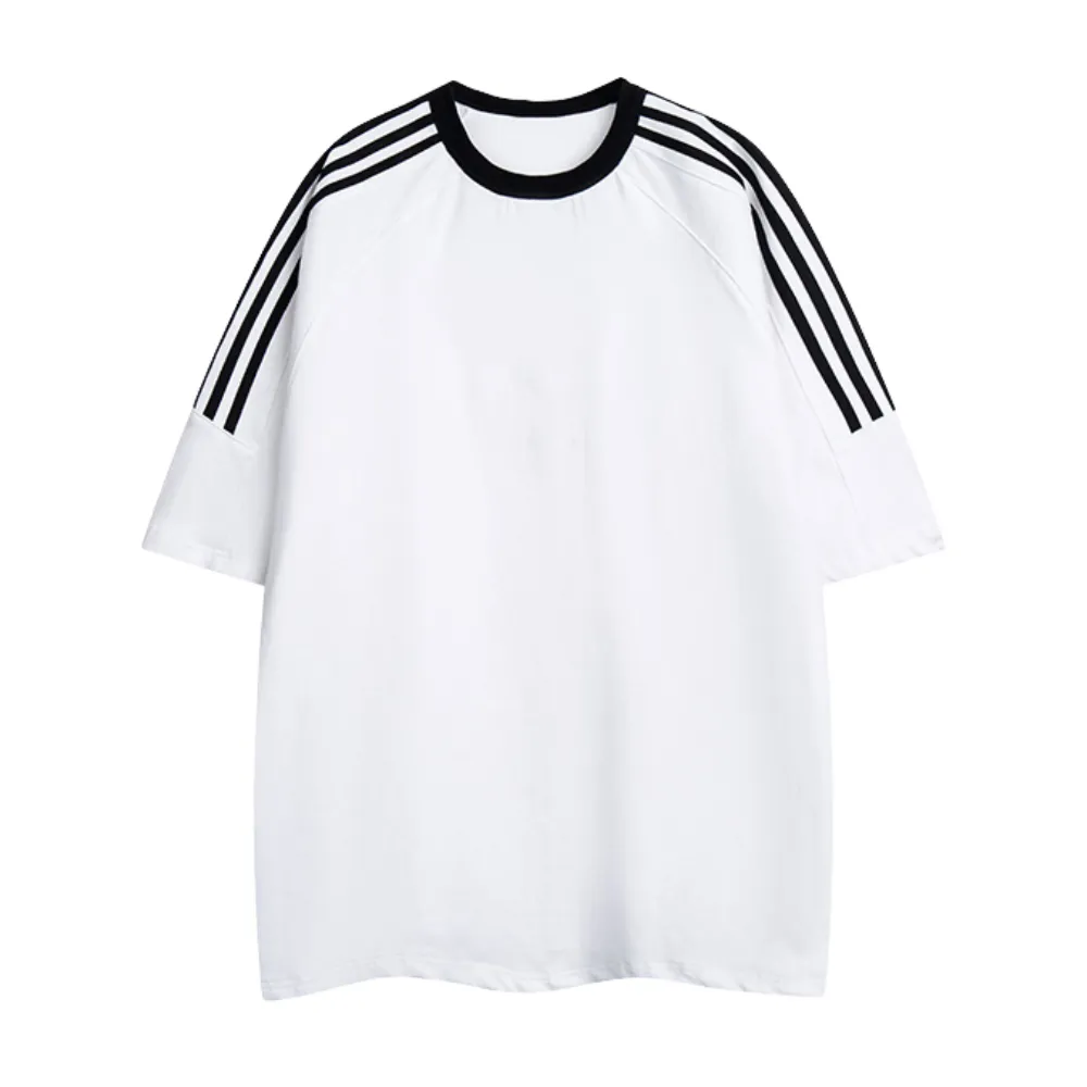 High Street Solid Color Shoulder line pure cotton T-shirt