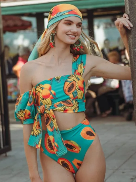 High Waist Bikini Print