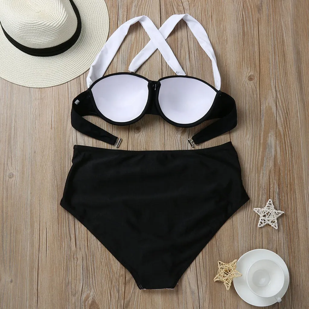 High Waist Padded Push-up Bikini Set Swimsuit Suit