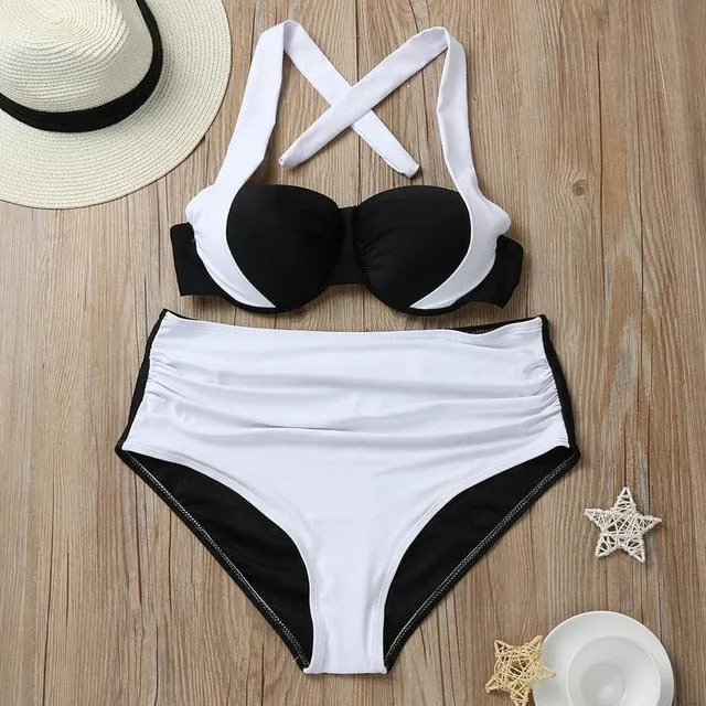 High Waist Padded Push-up Bikini Set Swimsuit Suit