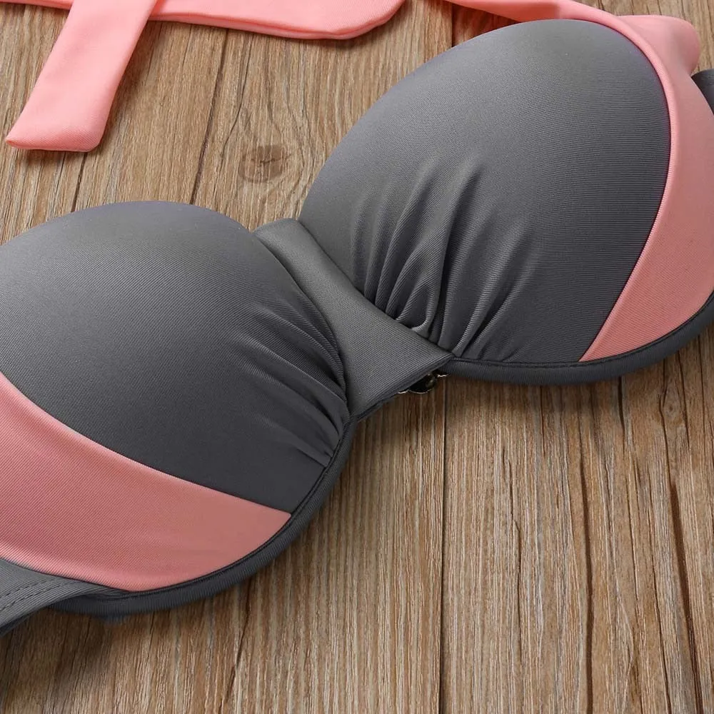 High Waist Padded Push-up Bikini Set Swimsuit Suit
