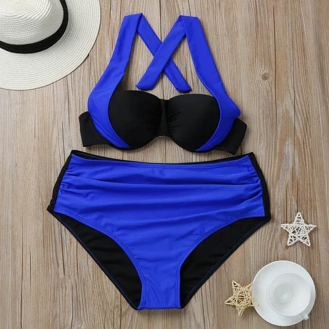 High Waist Padded Push-up Bikini Set Swimsuit Suit