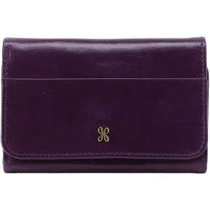 Hobo Jill Trifold Wallet Deep Purple Polished Leather