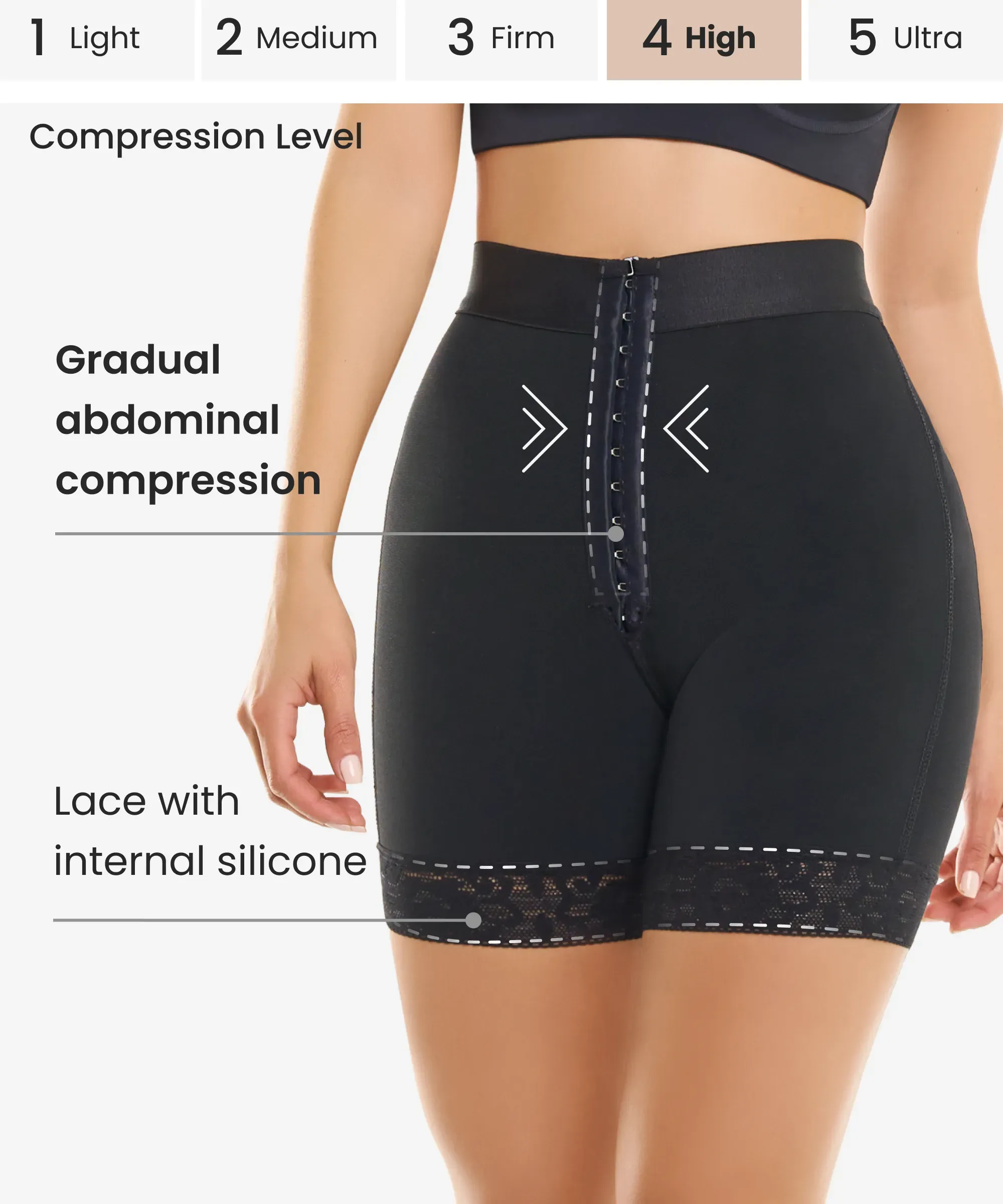 Hook closure high compression shorts - Style 255