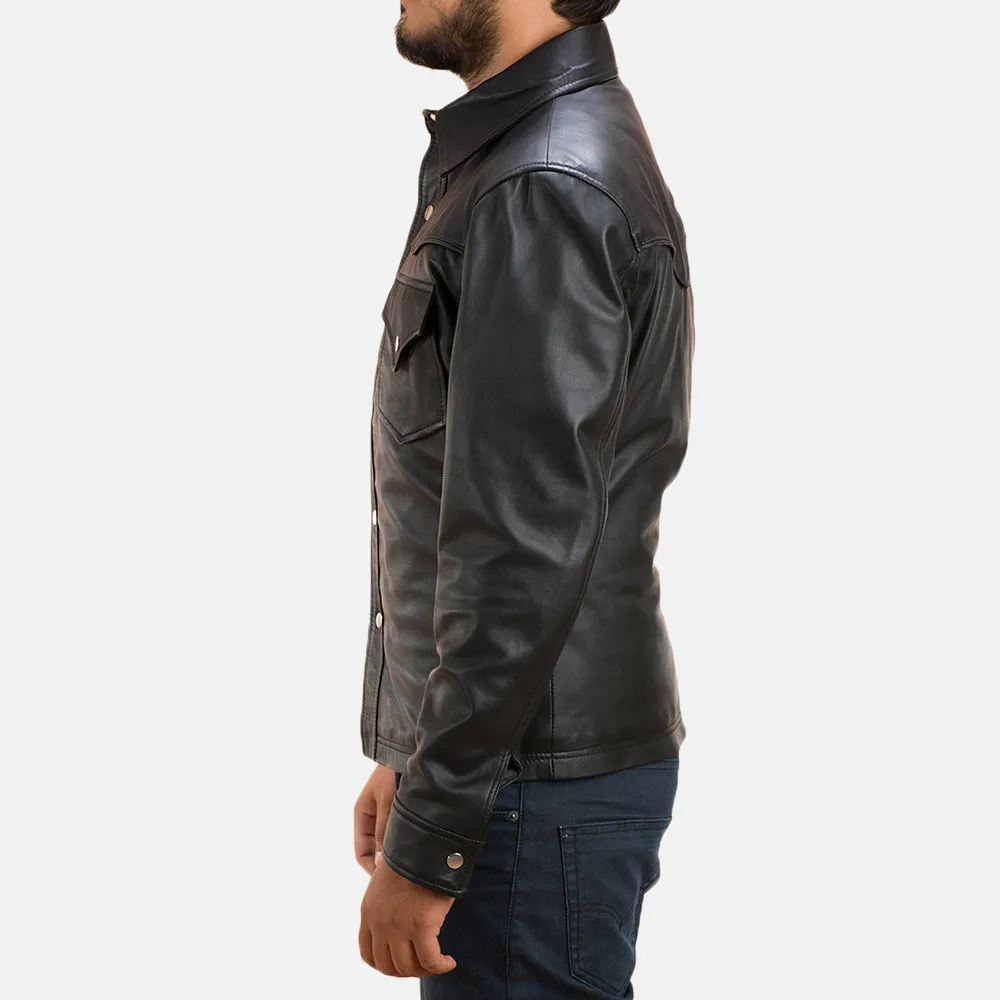 Horizon Black Leather Shirt