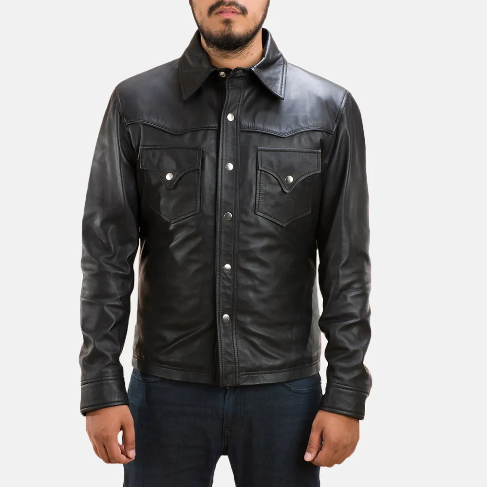 Horizon Black Leather Shirt