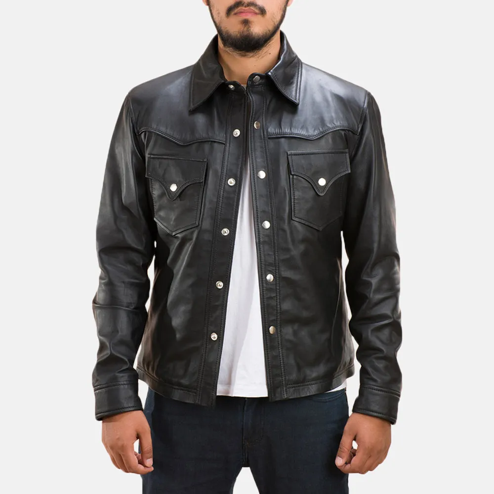 Horizon Black Leather Shirt