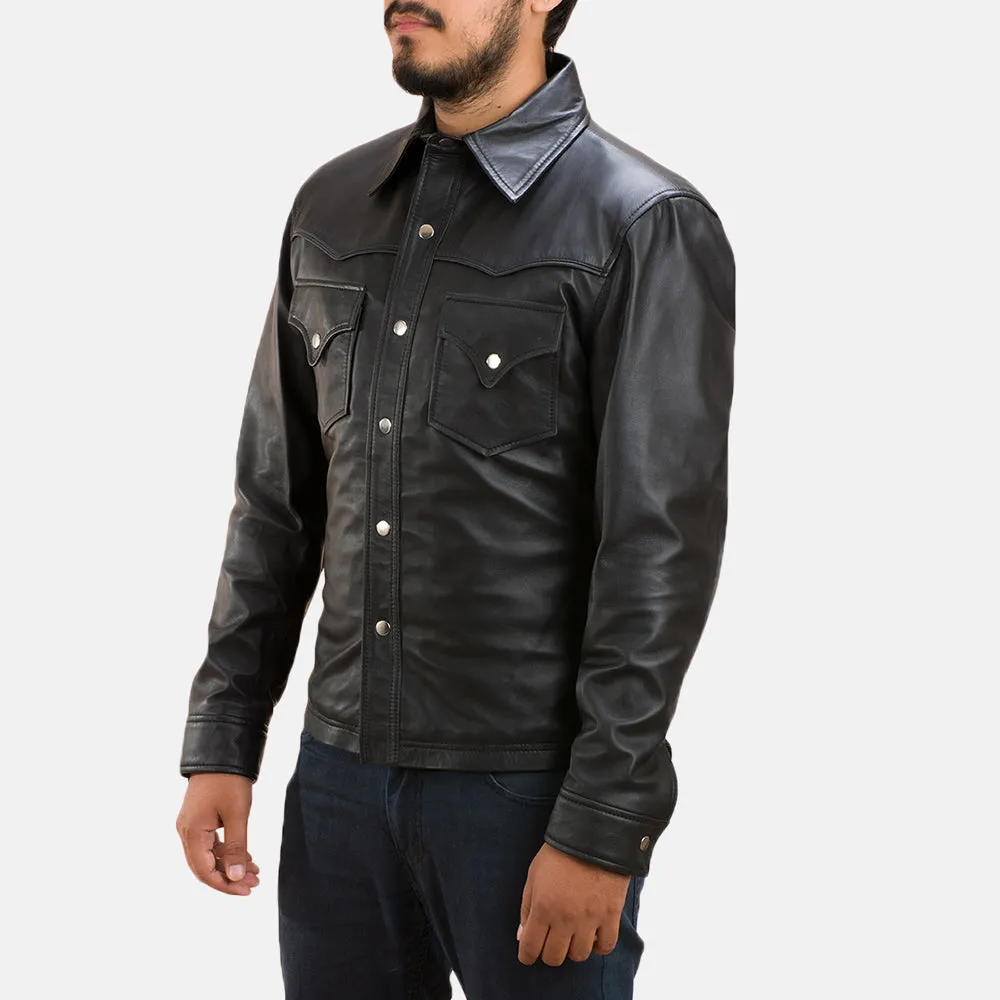 Horizon Black Leather Shirt