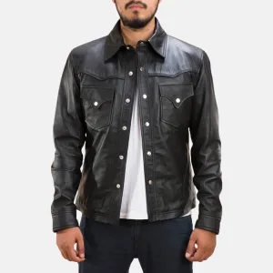 Horizon Black Leather Shirt