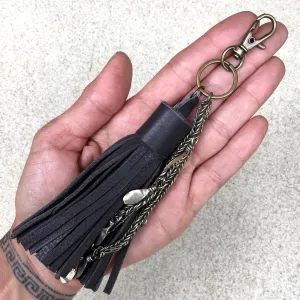 Izzy Chocolate Fringed Leather Tassel Kuchi Keyrings