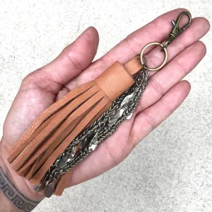 Izzy Tan Fringed Leather Tassel Kuchi Keyrings