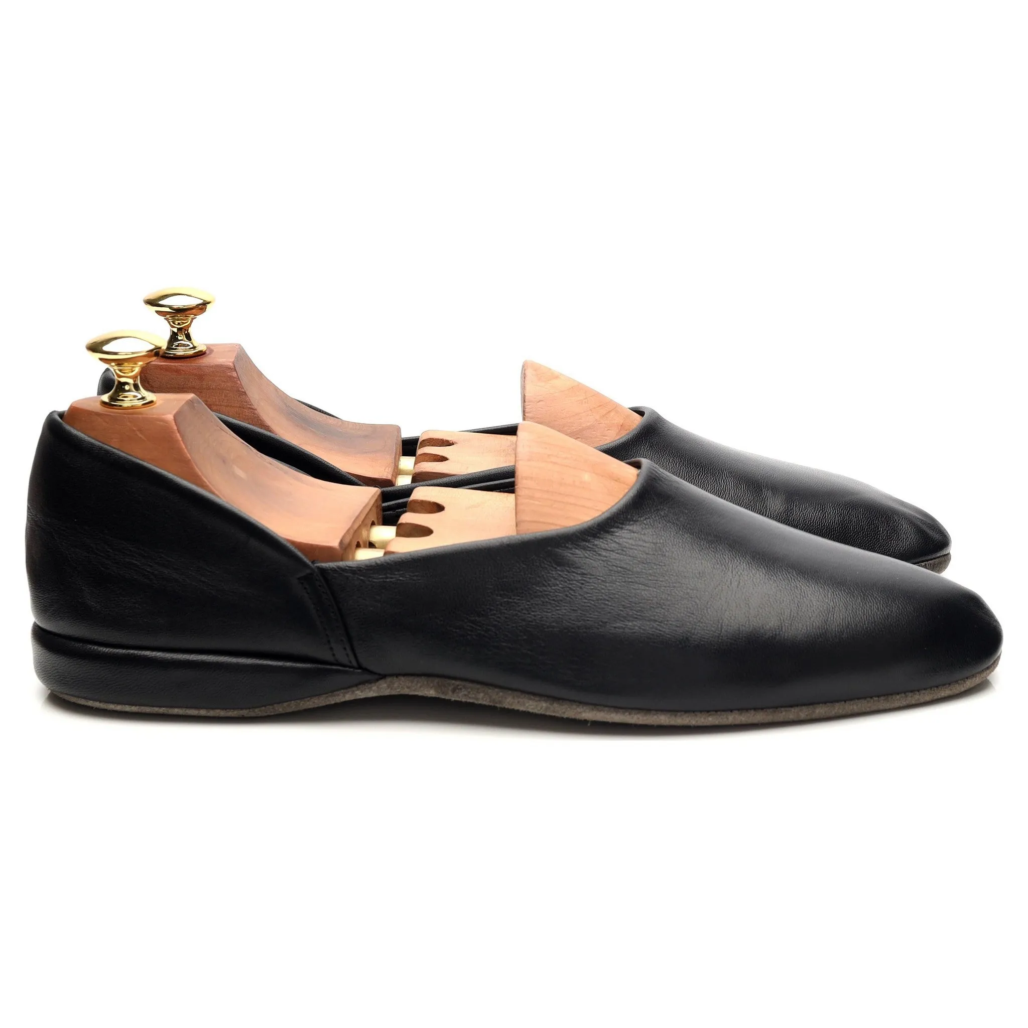 'Jason 03' Black Leather Slippers UK 9 F