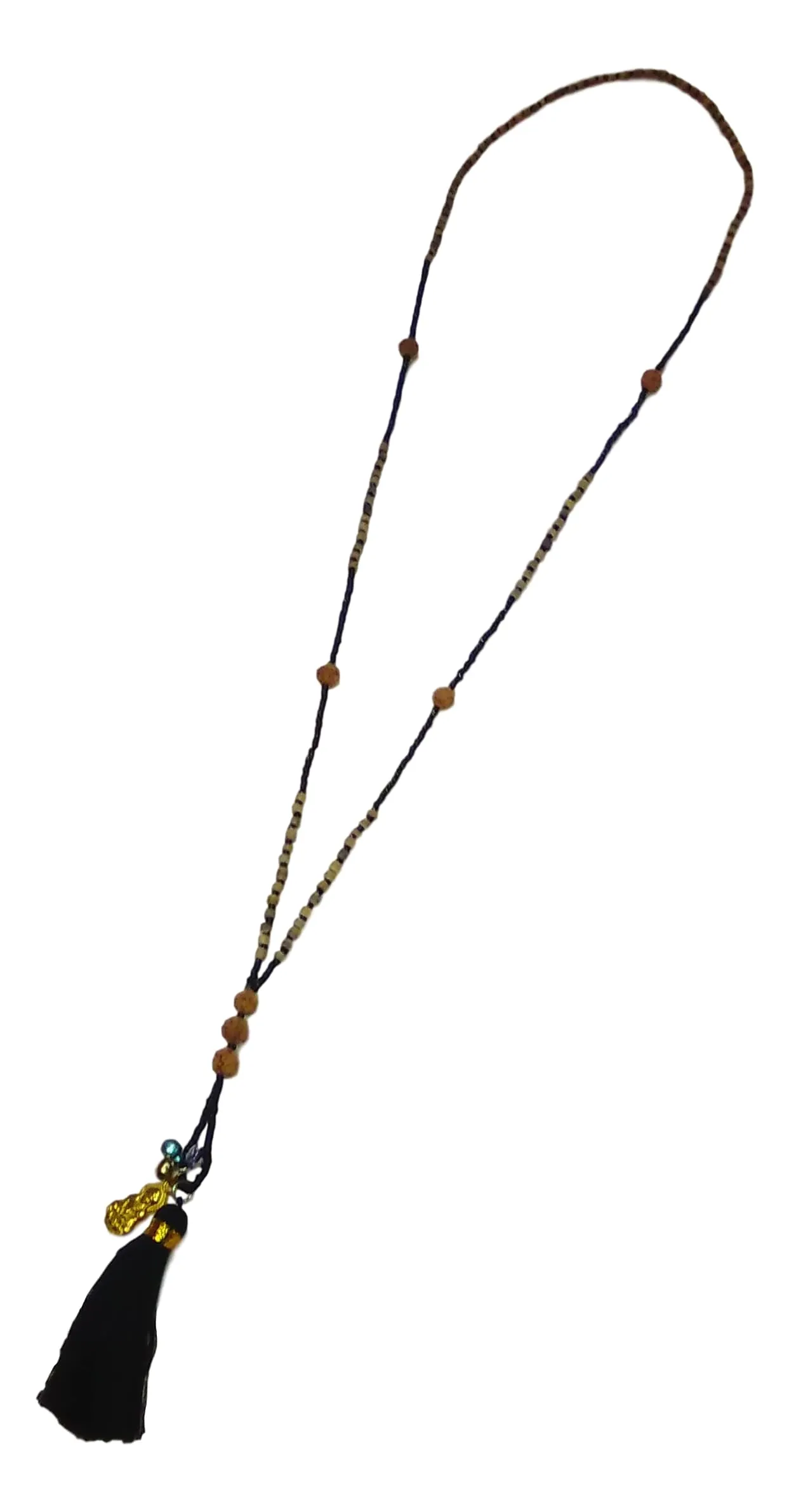 Jewelry - Mala Necklace with Buddha, Bells, and Tassel - Black