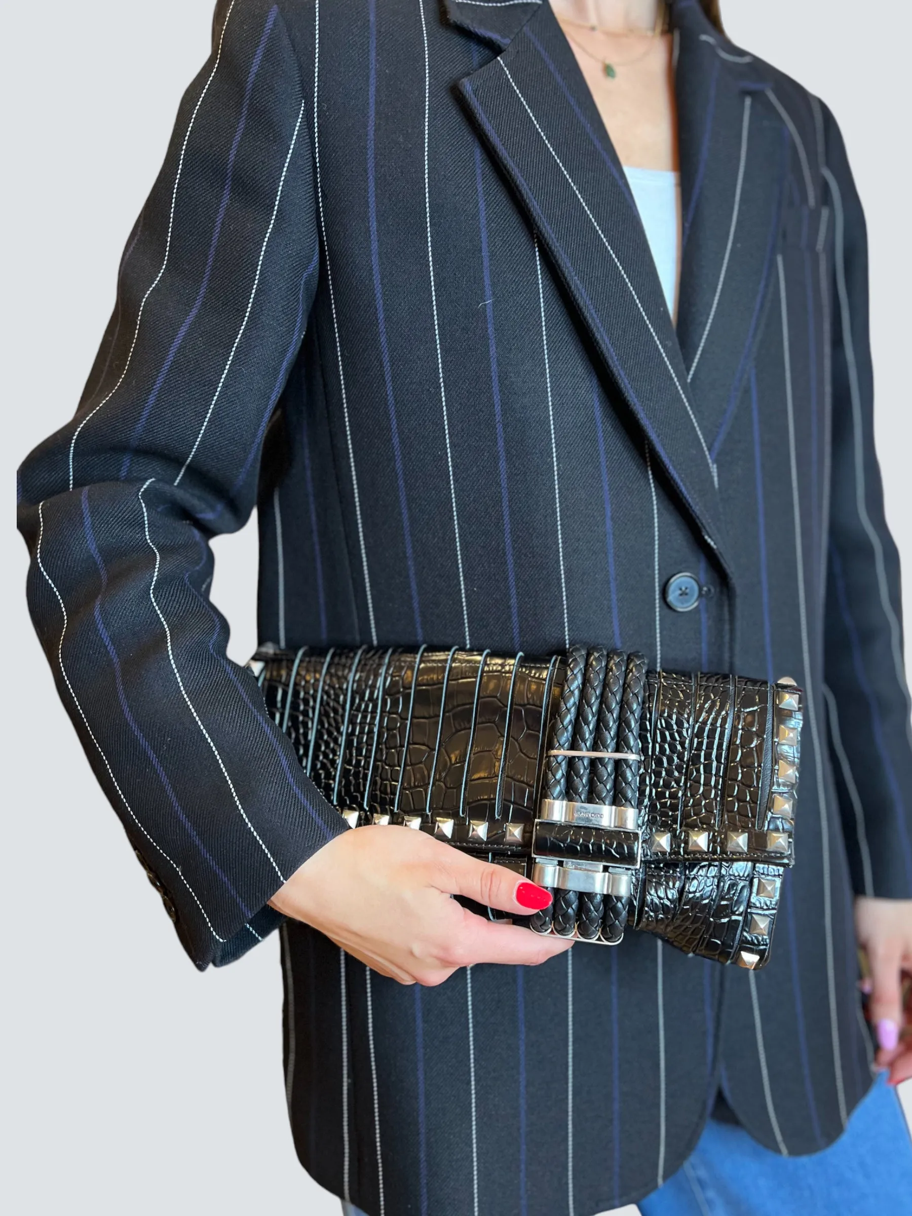 Jimmy Choo Black Leather Clutch