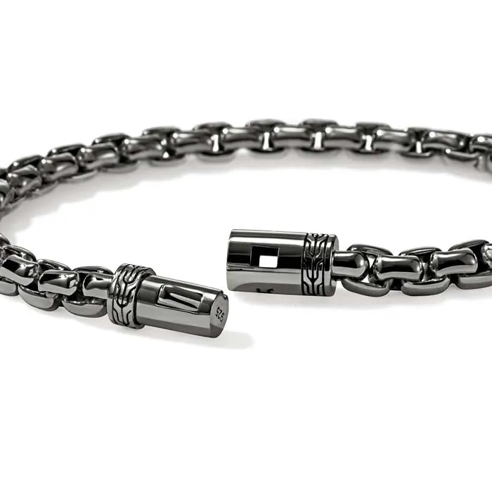 John Hardy Box Chain Bracelet in Dark Sterling Silver