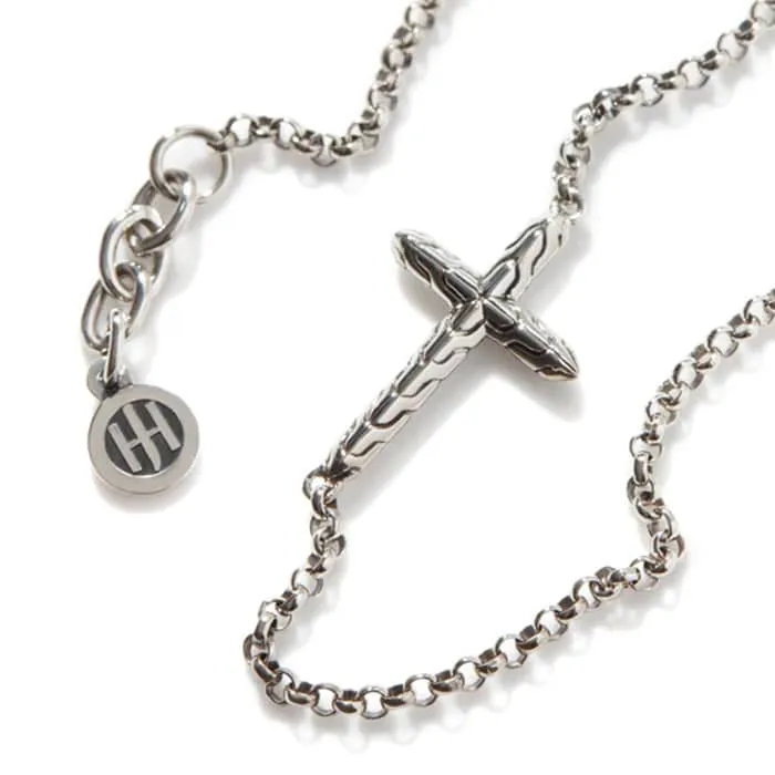 John Hardy Carved Chain Cross Bracelet in Sterling Silver