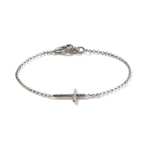 John Hardy Carved Chain Cross Bracelet in Sterling Silver