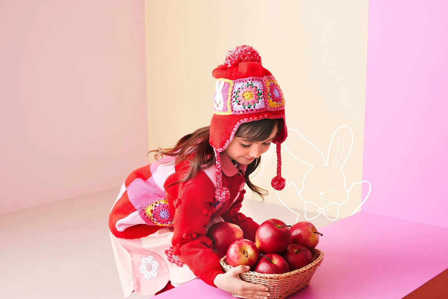 Joyful Patchwork Blossom Knit Hat