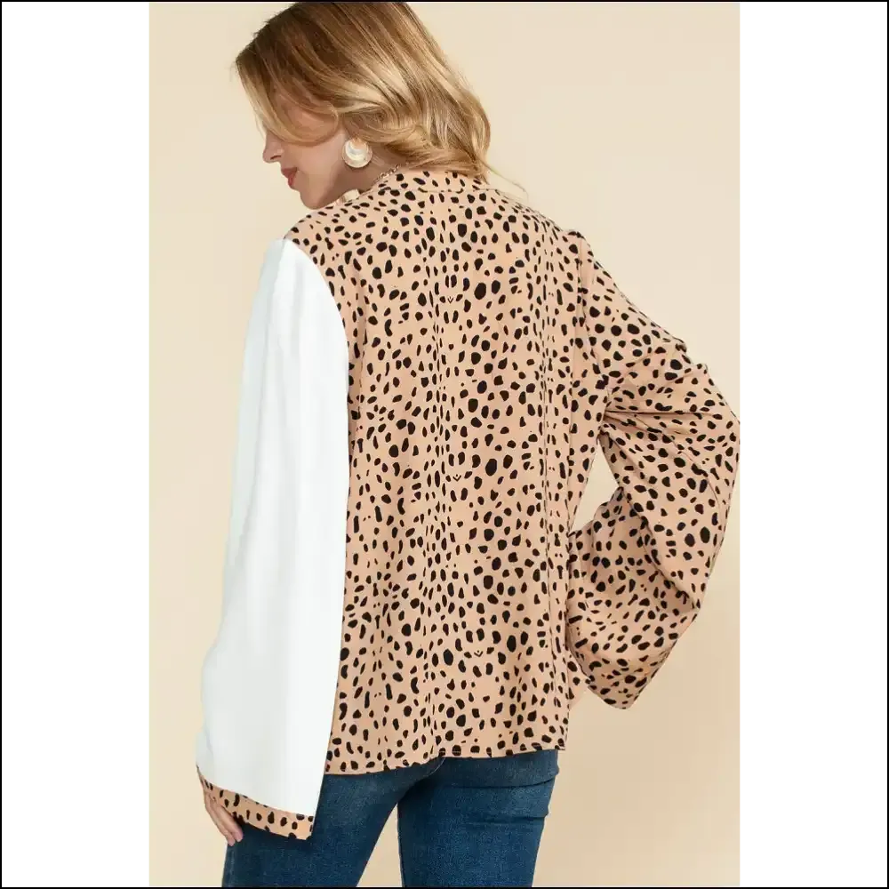 Khaki Leopard Patchwork Henley Blouse: Needful Things ! 🐆🤣