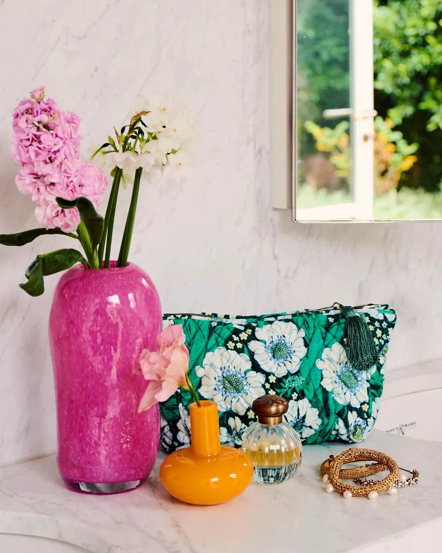 Kip & Co | Tumbling Flowers Green Velvet Toiletry Bag