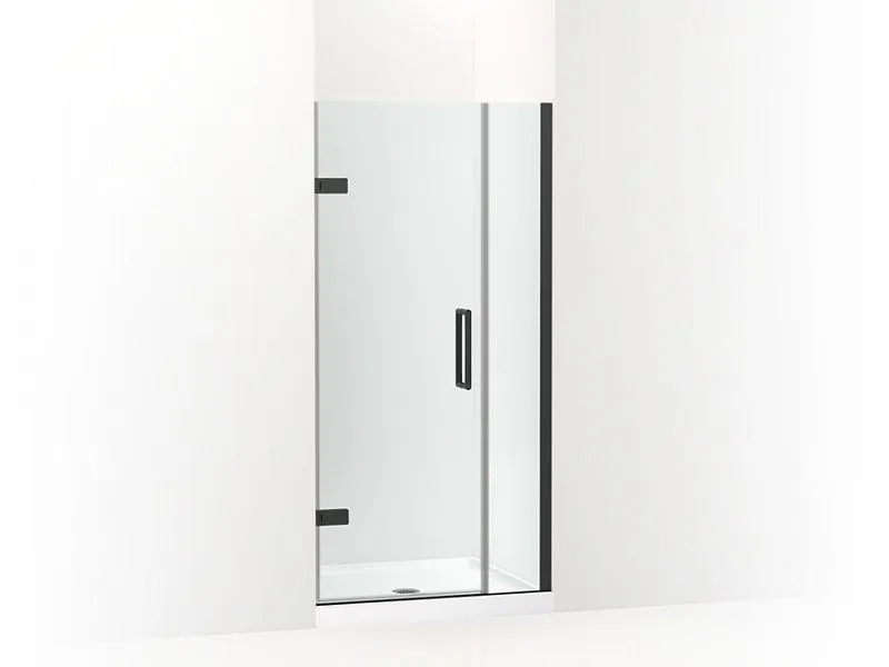 KOHLER K-27588-10L Composed 33-5/8"–34-3/8" W x 71-1/2" H frameless pivot shower door with 3/8" Crystal Clear glass and back-to-back vertical door pulls