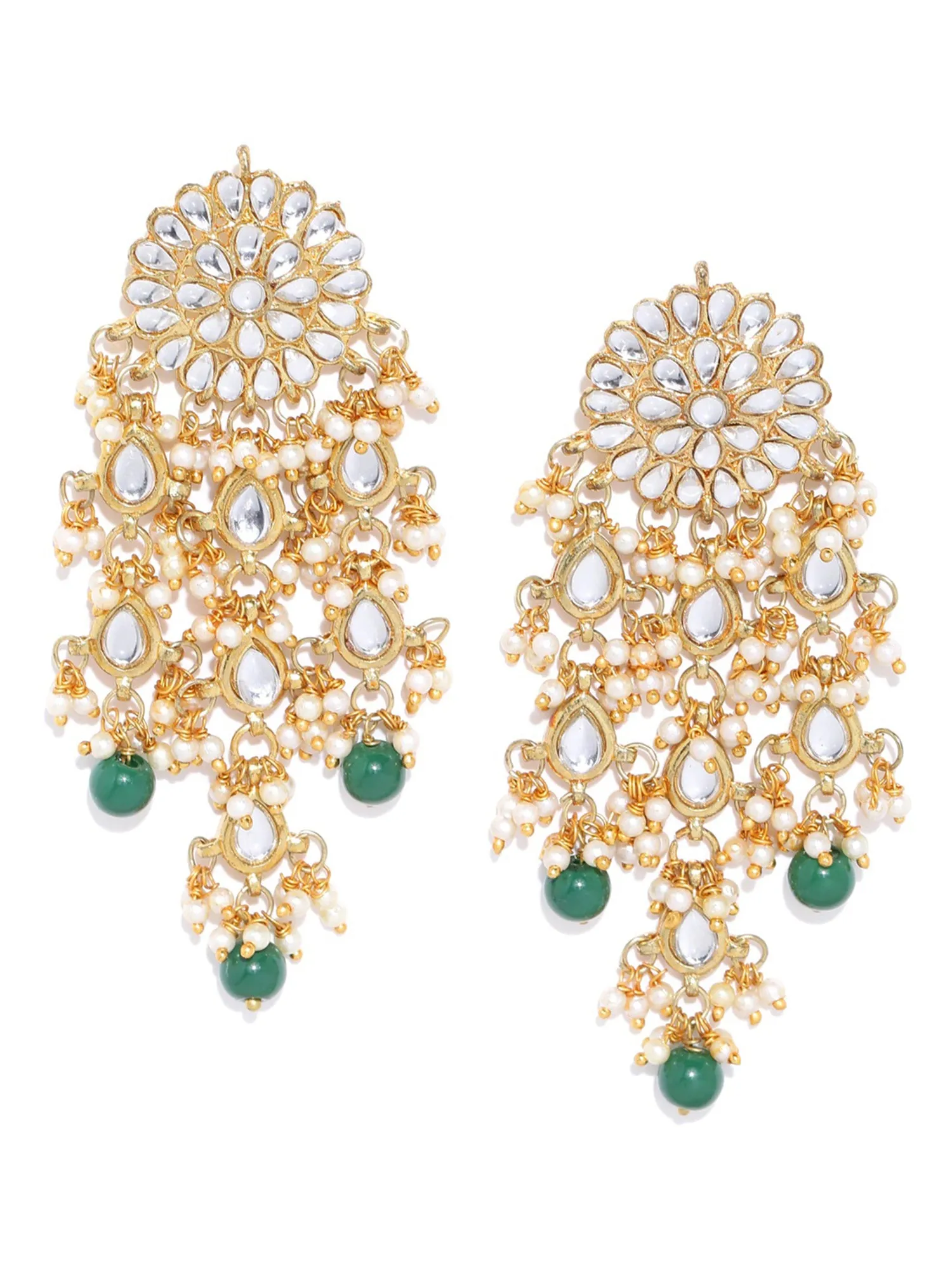 Kundan Peach Tassel Earrings