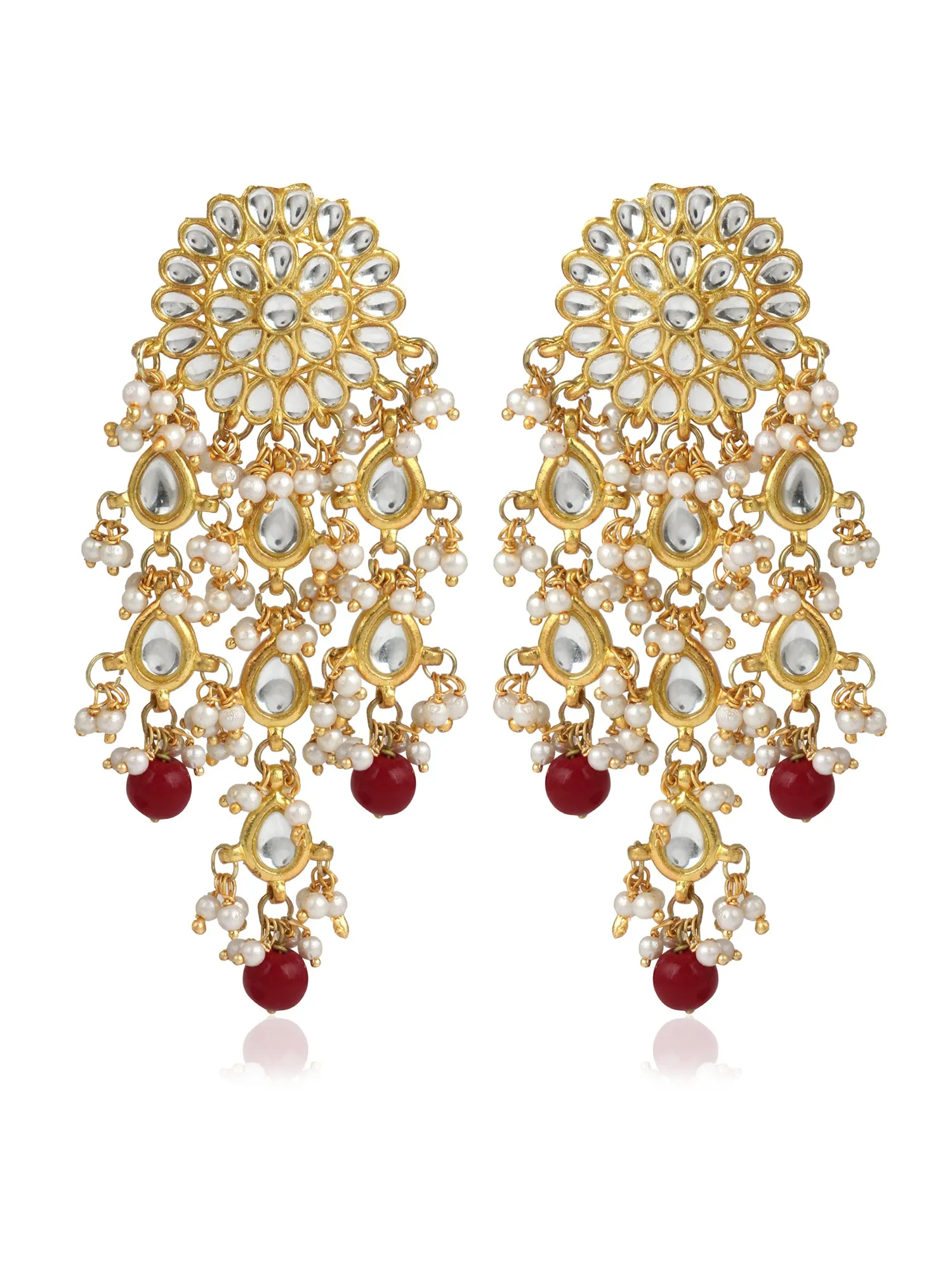 Kundan Peach Tassel Earrings