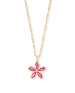 Kyla Flower Gold Pendant Necklace In Raspberry Mother Of Pearl