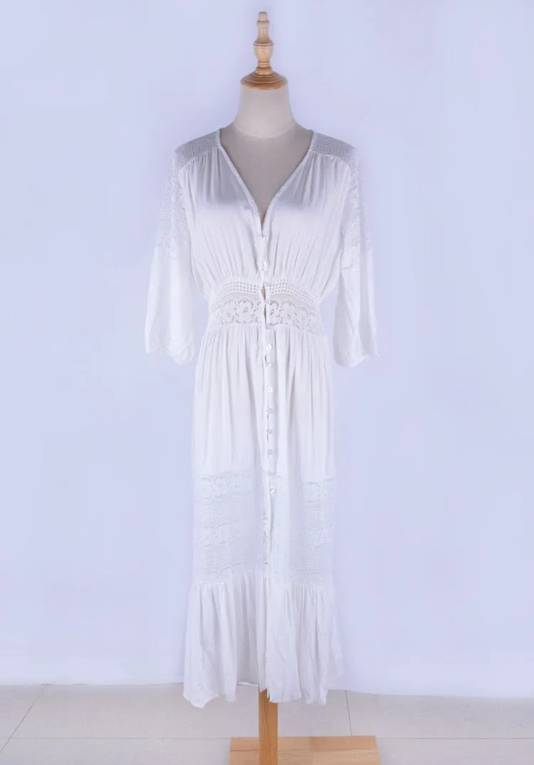 Lace patchwork long dress beachwear