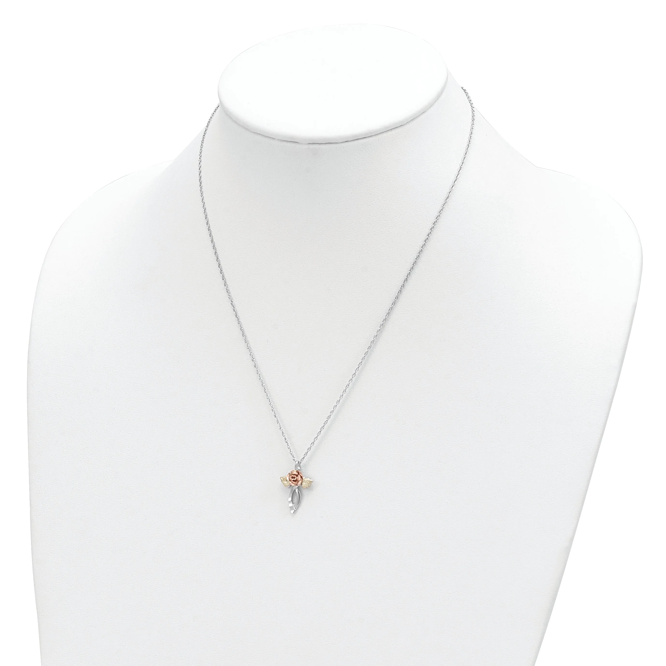 Landstrom's Mt. Rushmore Black Hills Sterling Silver w/12K Gold Flower Cross Necklace