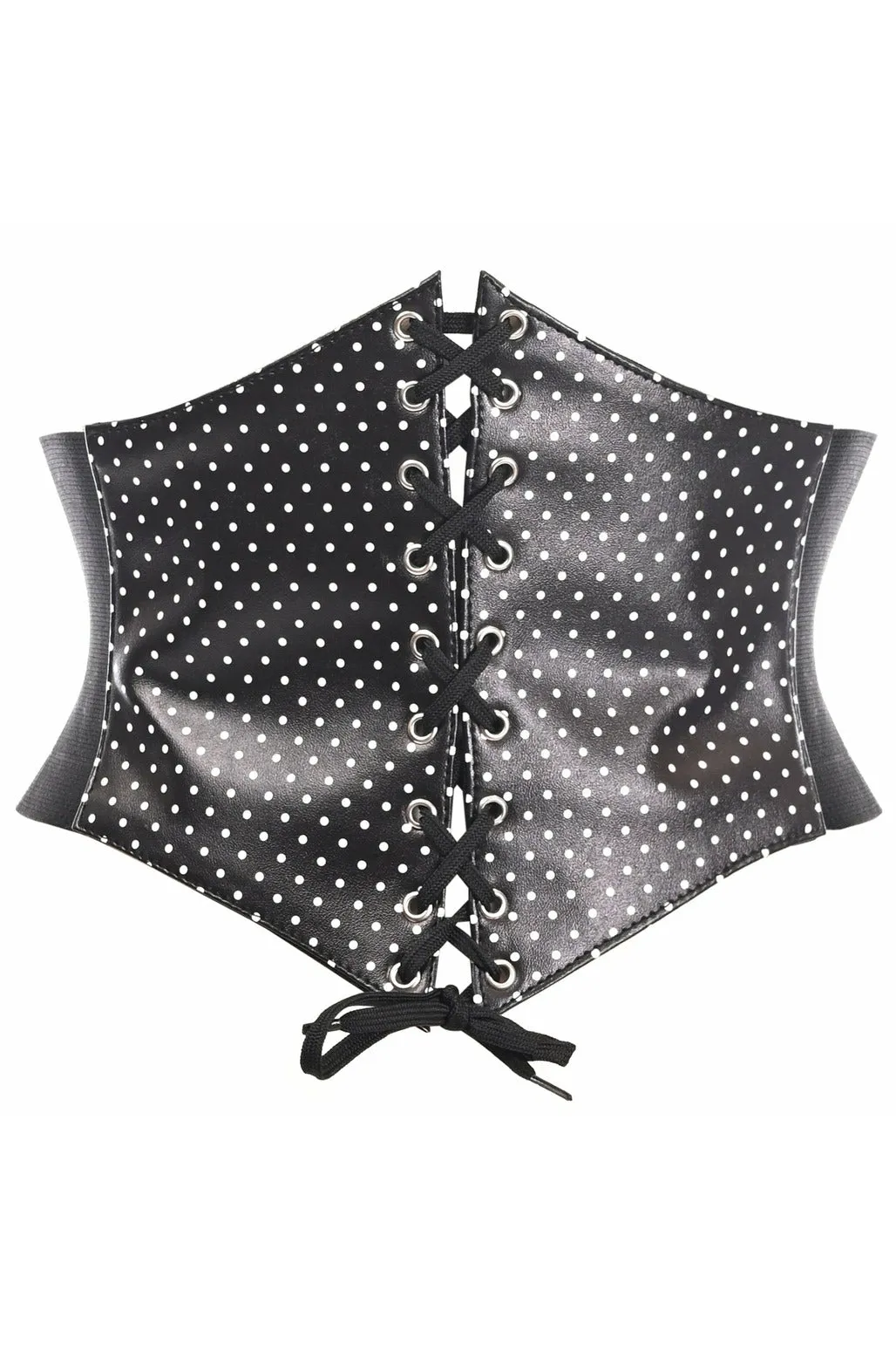 Lavish Black & White Polka Dot Lace-Up Corset Belt Cincher