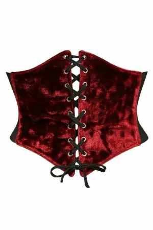 Lavish Dark Red Crushed Velvet Corset Belt Cincher