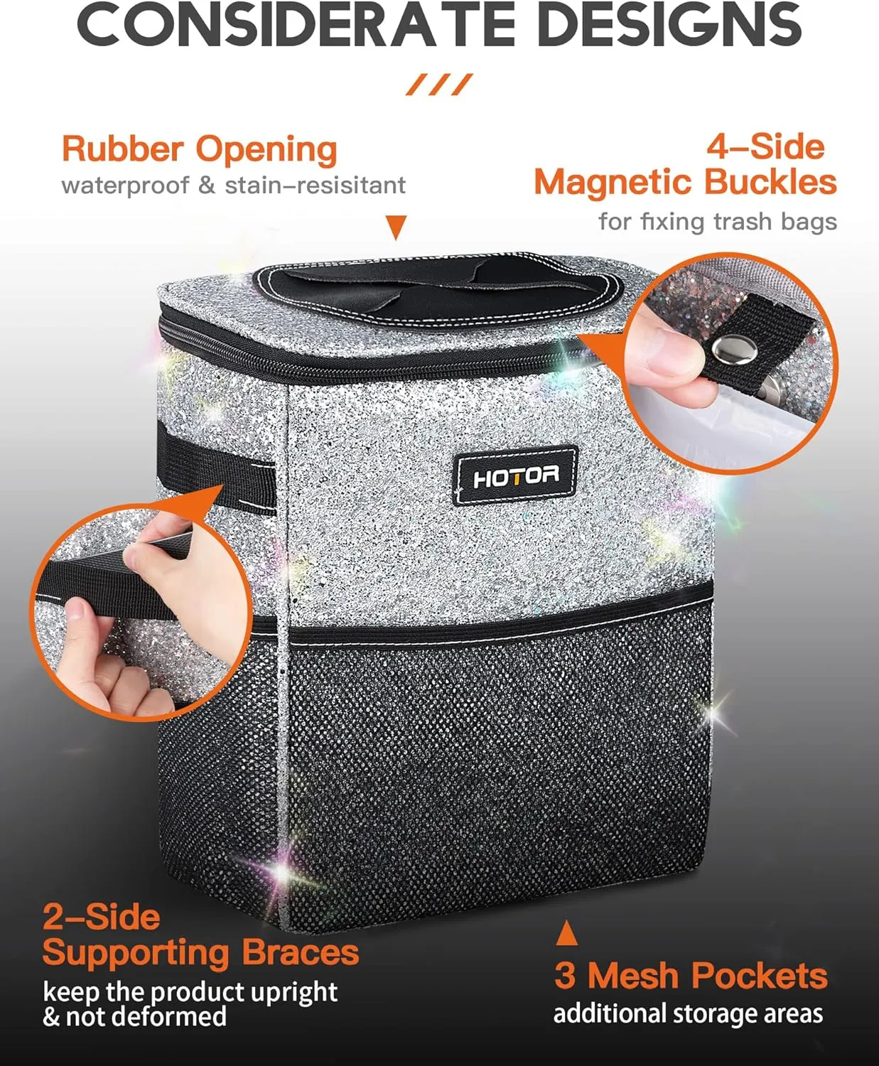 Leak-Proof Car Trash Bag with Lid & Storage Pockets - Waterproof Organizer