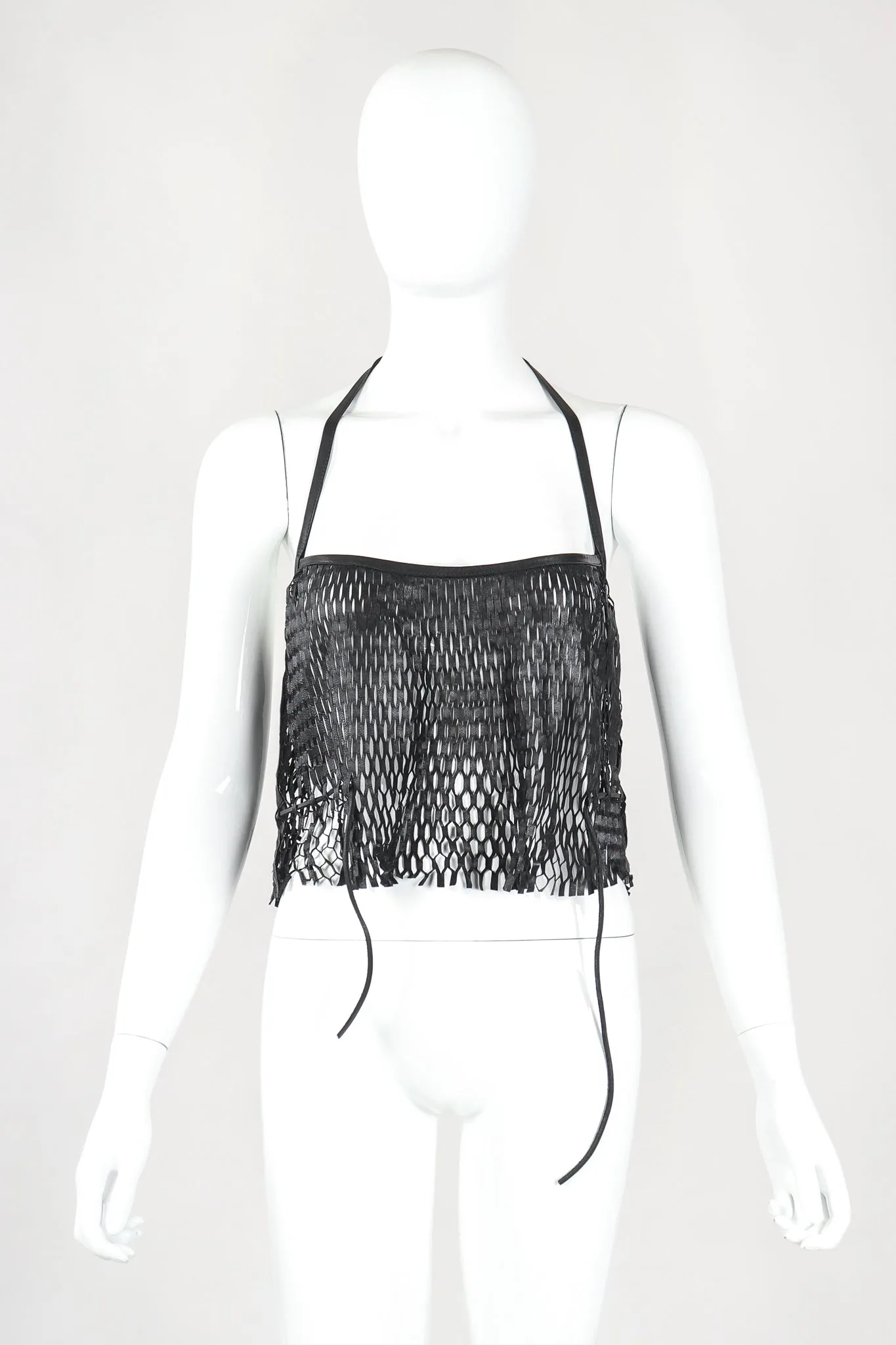 Leather Net Halter Top