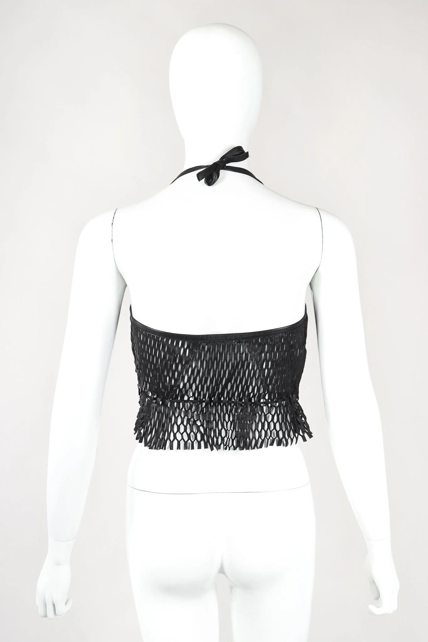 Leather Net Halter Top