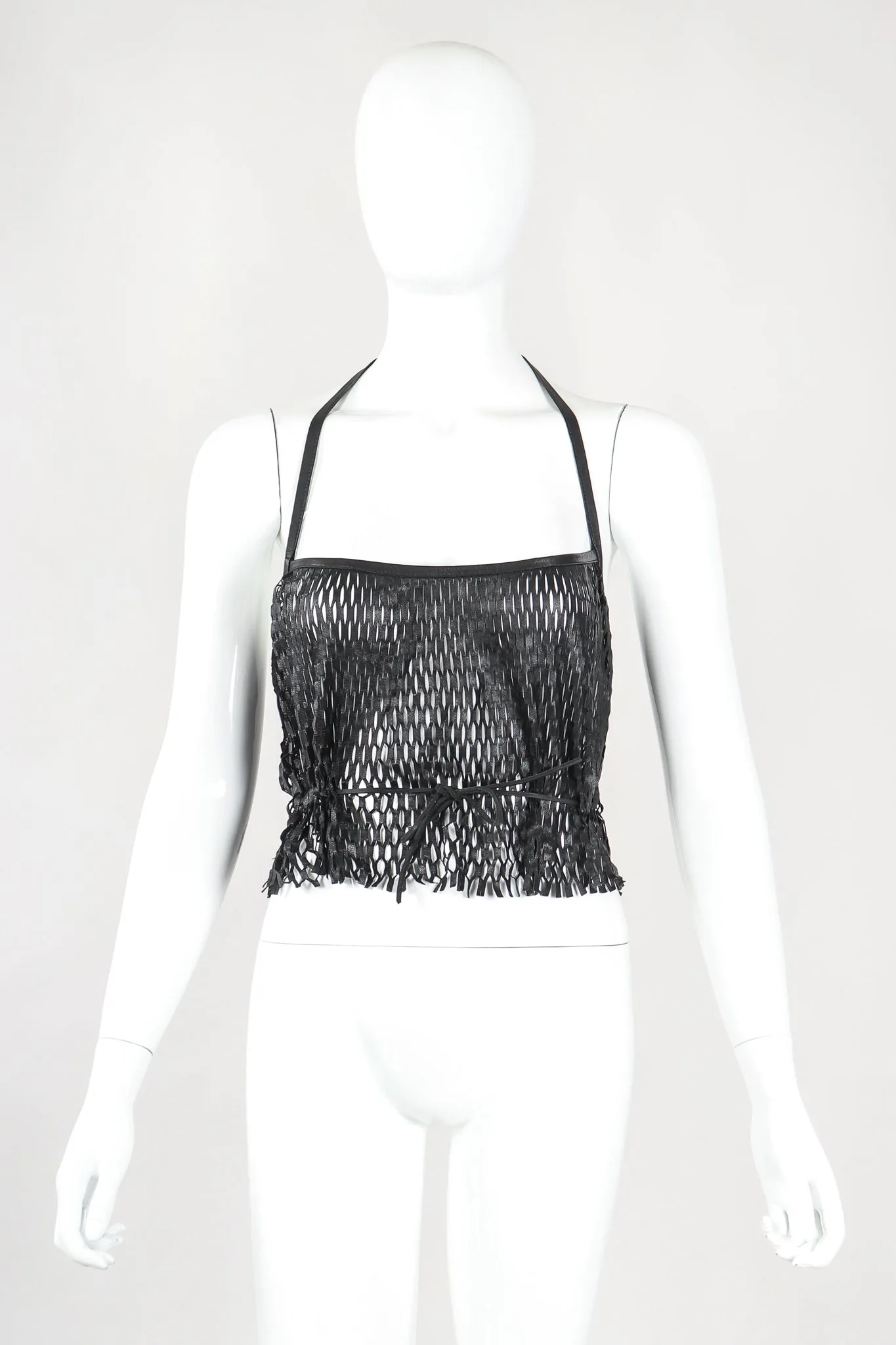 Leather Net Halter Top